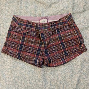 American Eagle (Size 2) Red/Blue Plaid Short Shorts